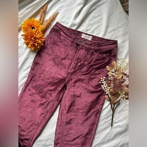 We The Free Free People Velvet Burgundy Pants size 28